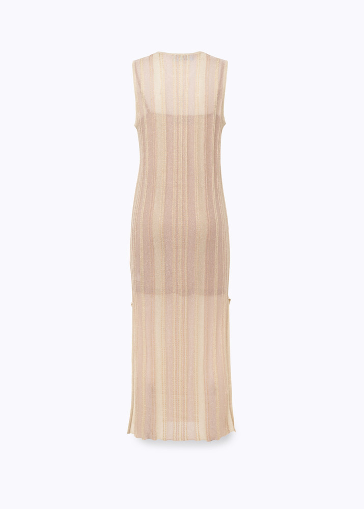 STRIPED LUREX-KNIT MAXI DRESS