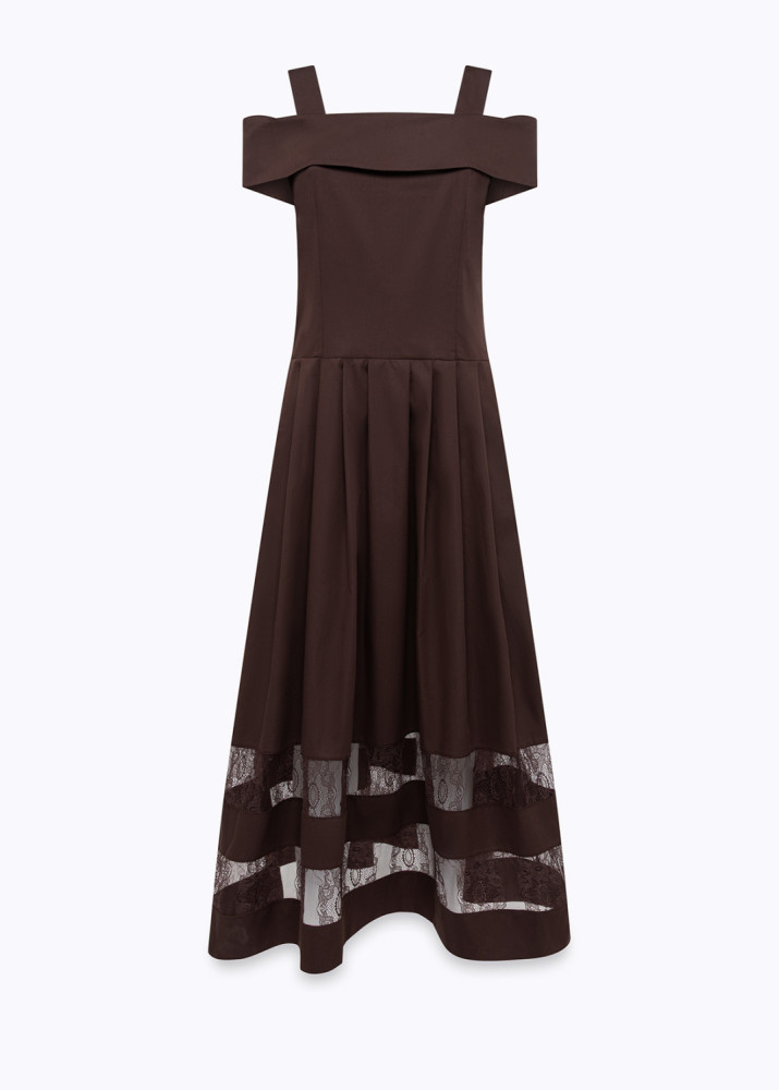 COTTON AND LACE MIDI DRESS