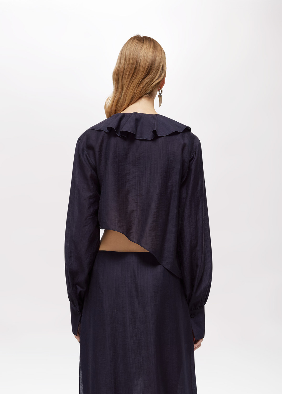 BLUGIRL: CROPPED LYOCELL BLOUSE WITH RUFFLES