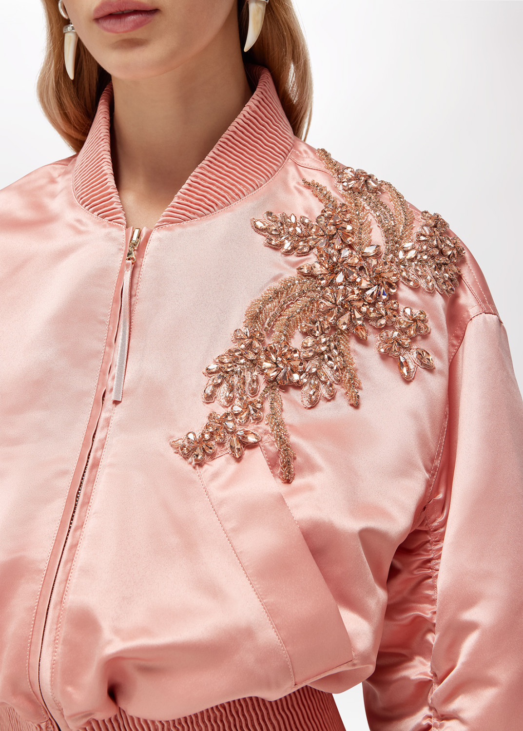 BLUGIRL: BOMBER CORTO IN DUCHESSE CON RICAMO