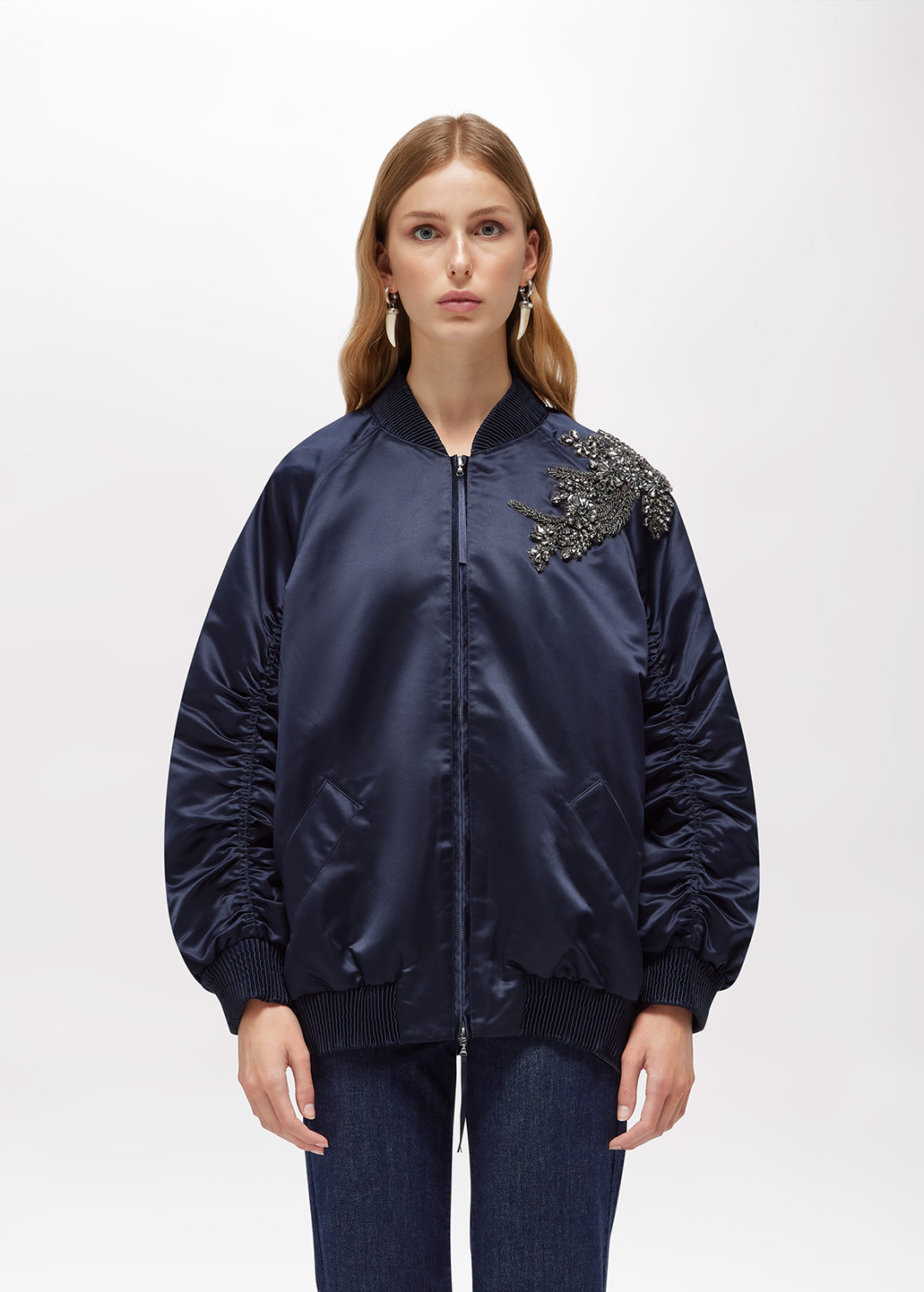 BLUGIRL: BOMBER IN DUCHESSE CON RICAMO