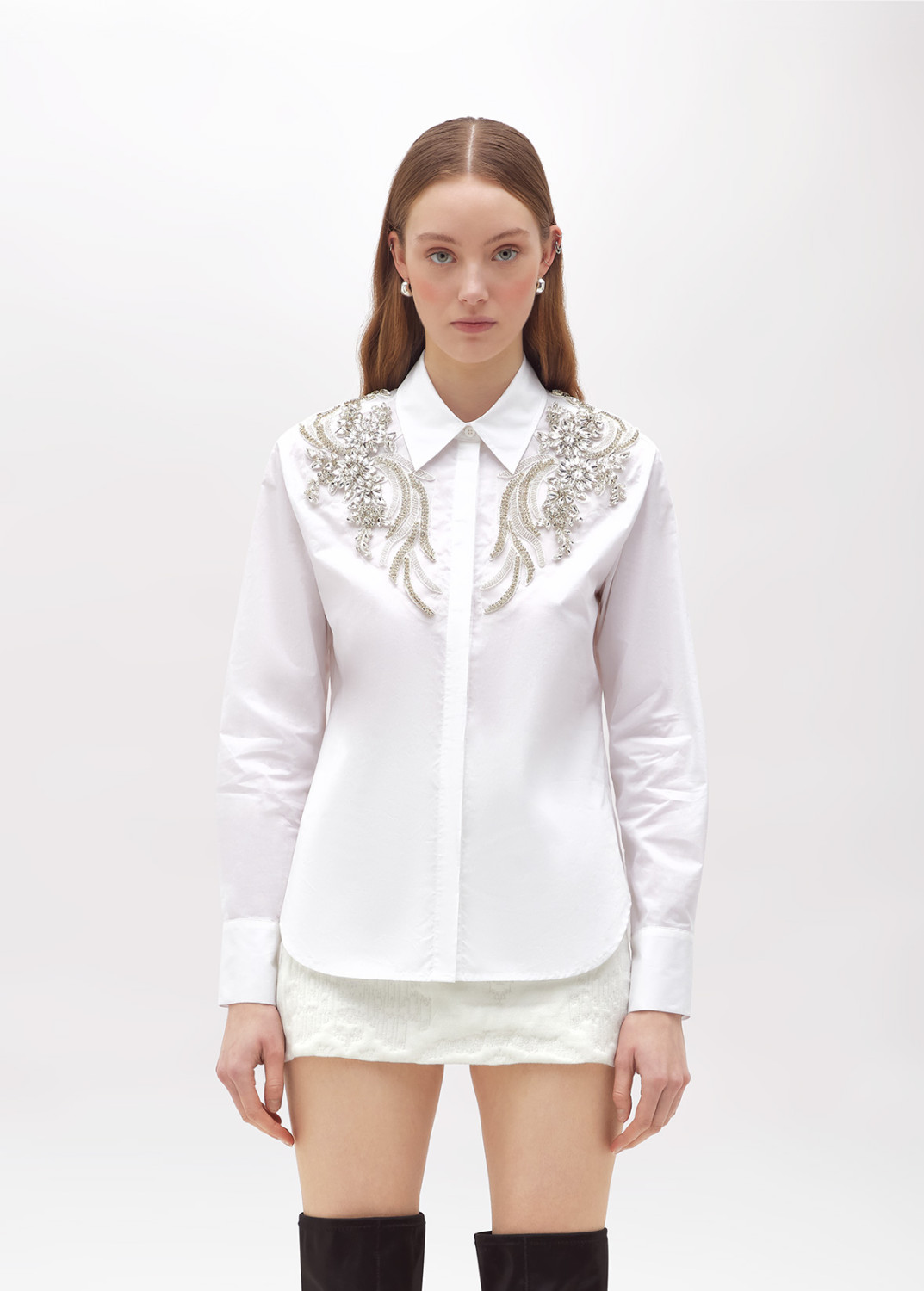 BLUGIRL: SHIRT WITH CRYSTAL PATCHES
