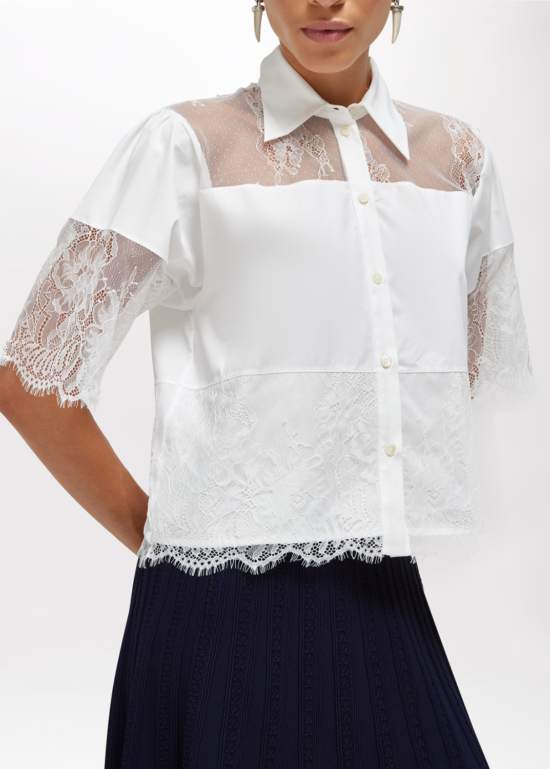 BLUGIRL: COTTON SHIRT WITH LACE