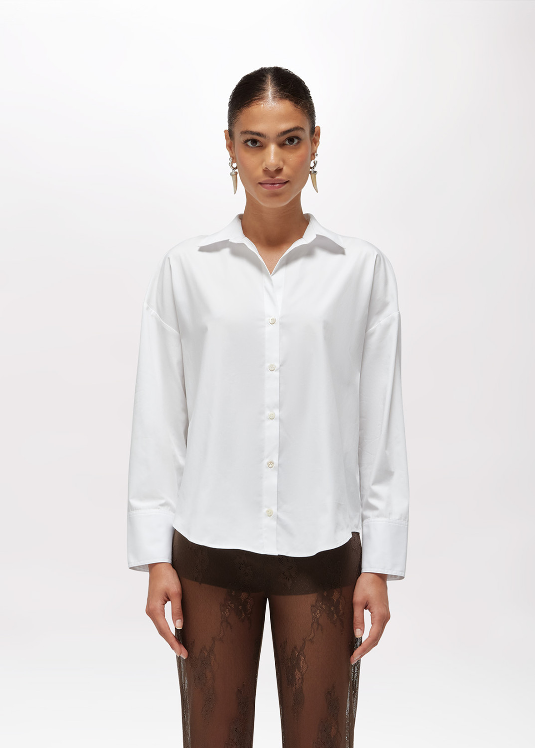 BLUGIRL: CAMICIA IN POPELINE CON PIZZO