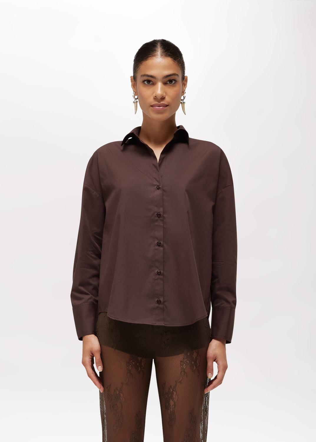 BLUGIRL: CAMICIA IN POPELINE CON PIZZO