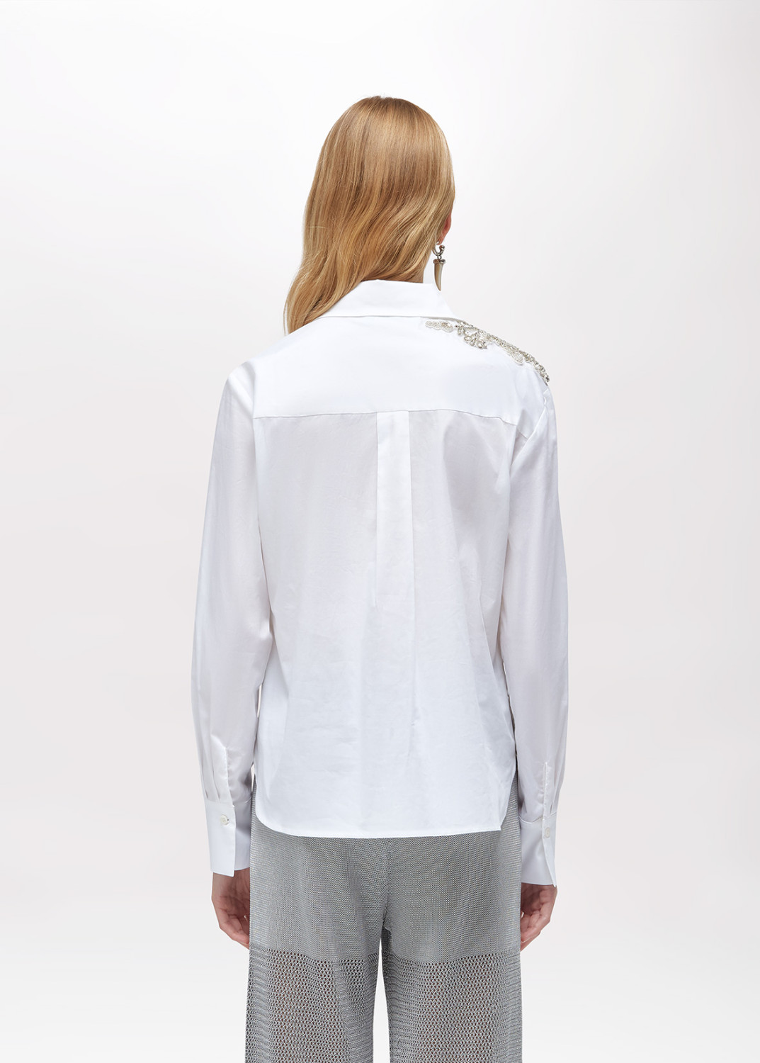 BLUGIRL: POPLIN SHIRT WITH CRYSTAL EMBROIDERY