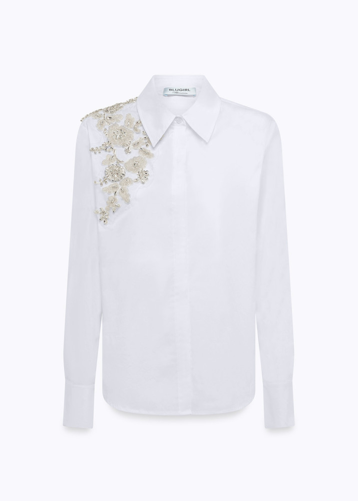 POPLIN SHIRT WITH CRYSTAL EMBROIDERY
