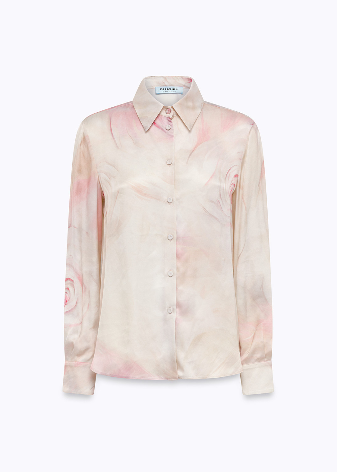 BLUGIRL: CAMICIA IN RASO CON STAMPA ROSE