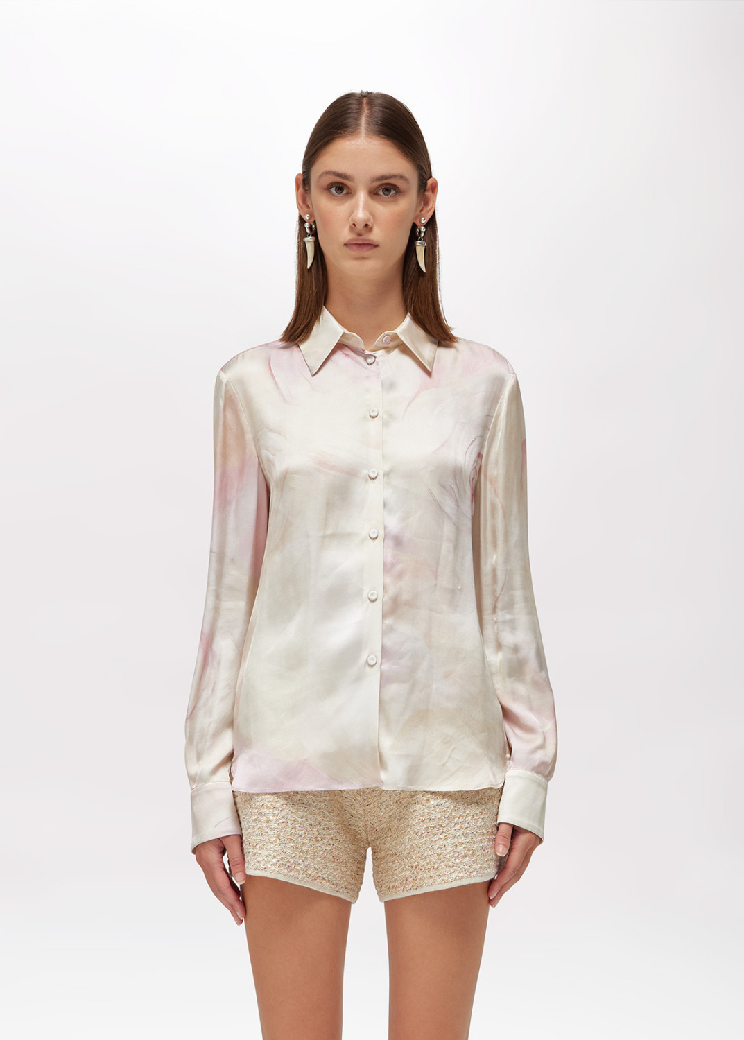 BLUGIRL: CAMICIA IN RASO CON STAMPA ROSE