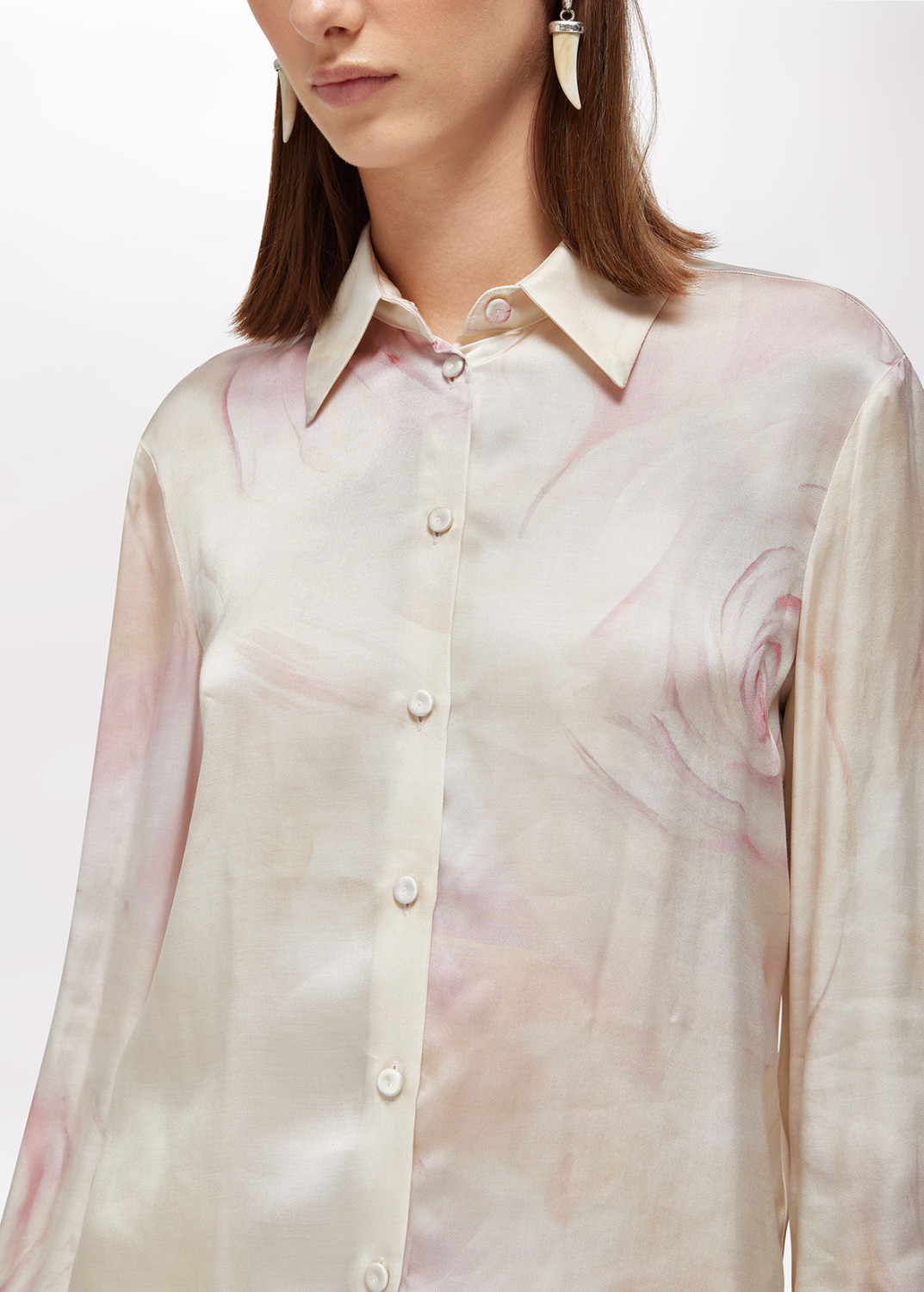 BLUGIRL: CAMICIA IN RASO CON STAMPA ROSE