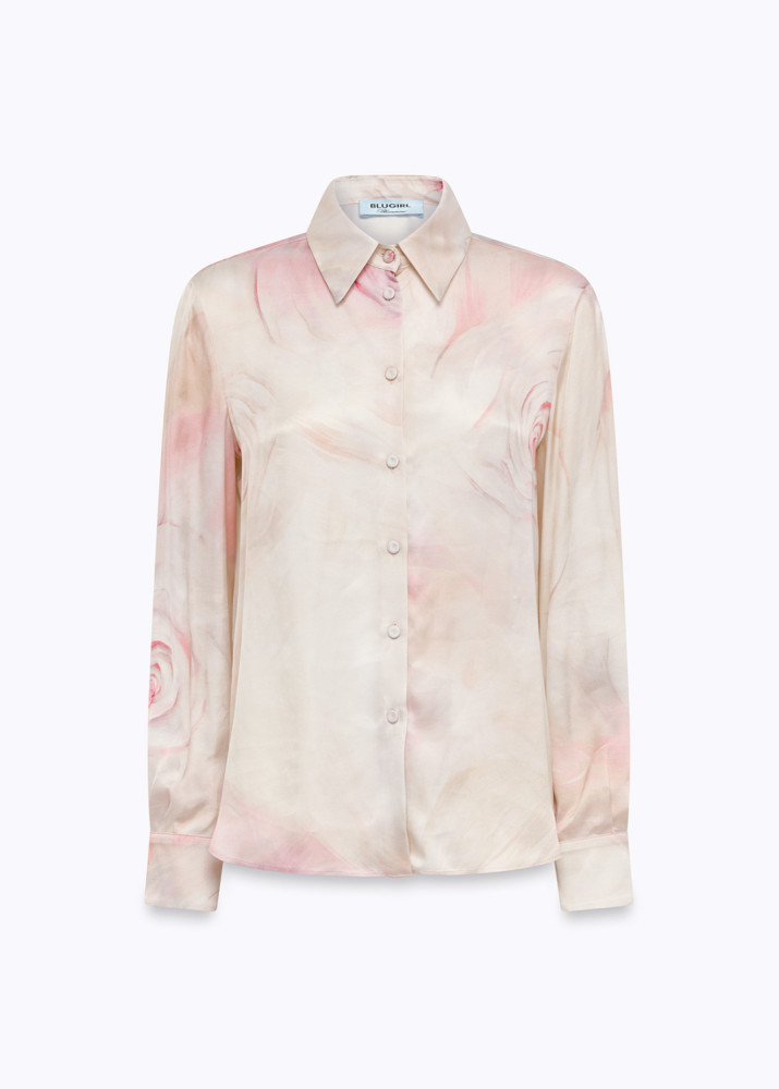 ROSE-PRINT SATIN SHIRT