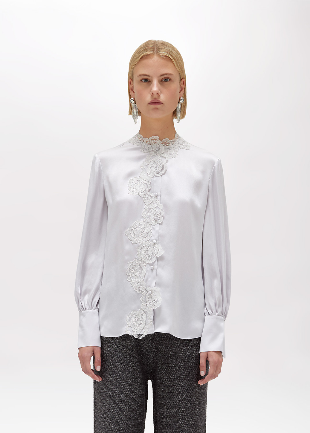 BLUGIRL: SILK SATIN SHIRT WITH LACE