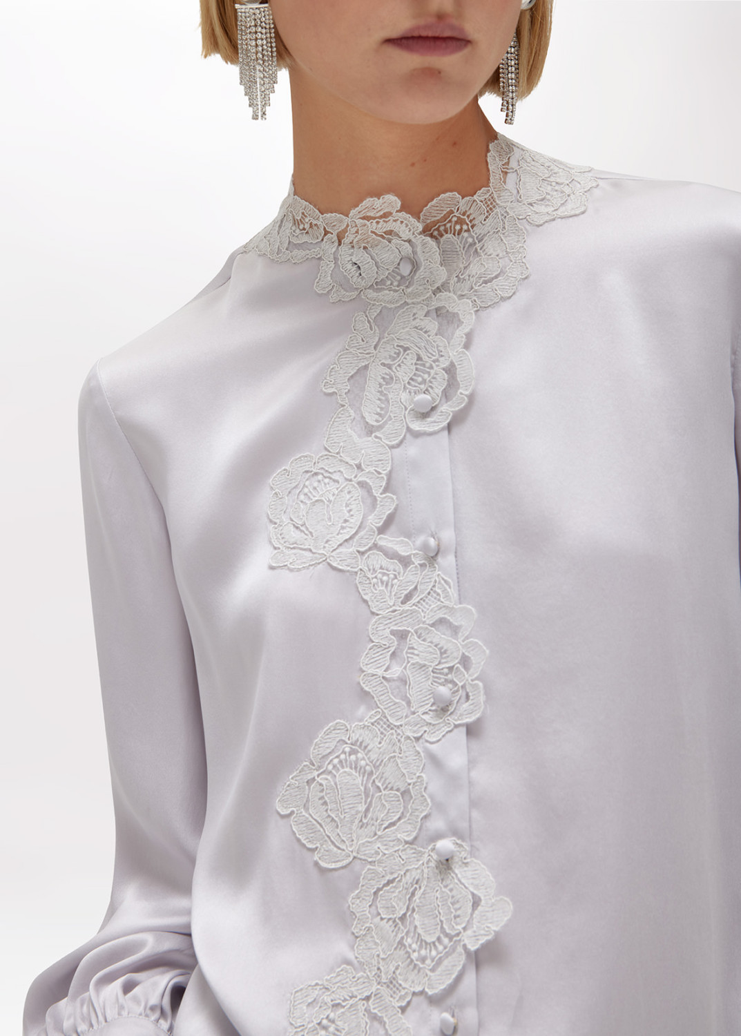BLUGIRL: SILK SATIN SHIRT WITH LACE