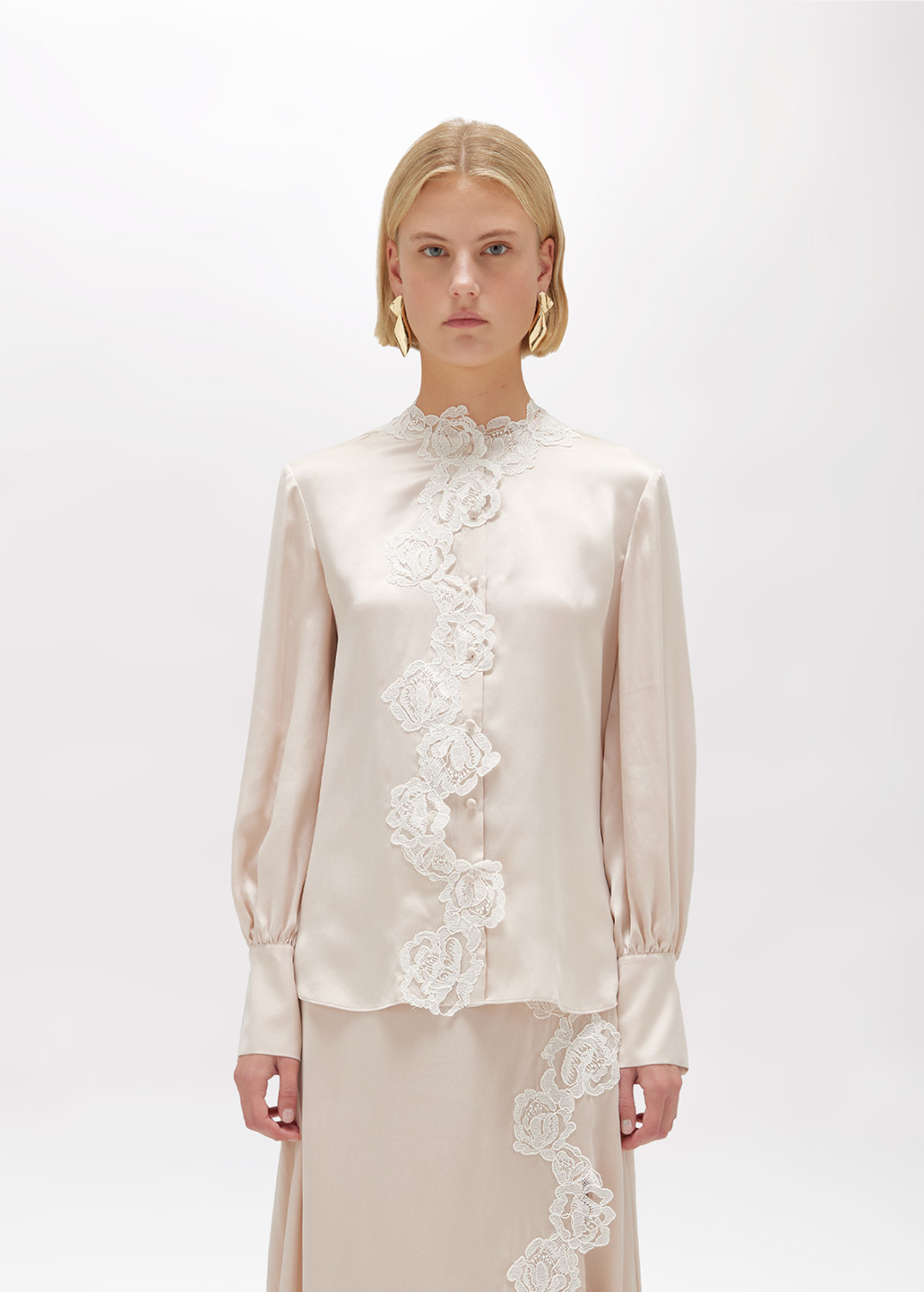 BLUGIRL: Satin Silk Shirt with Lace