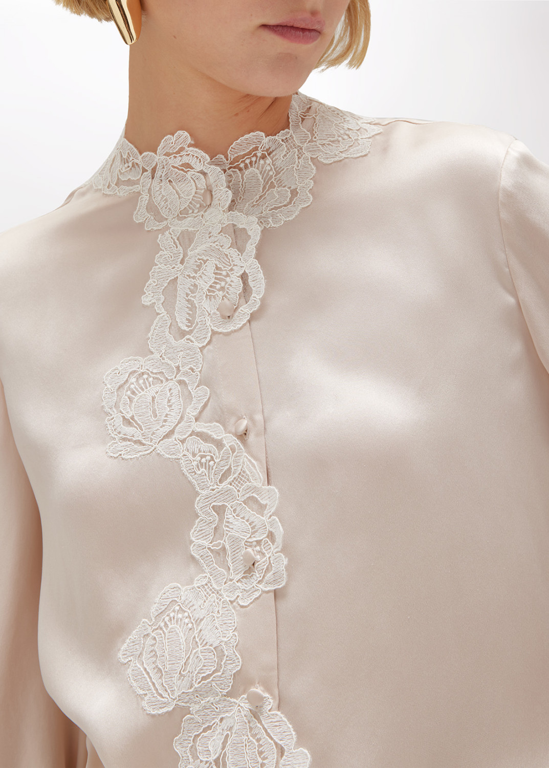 BLUGIRL: Satin Silk Shirt with Lace