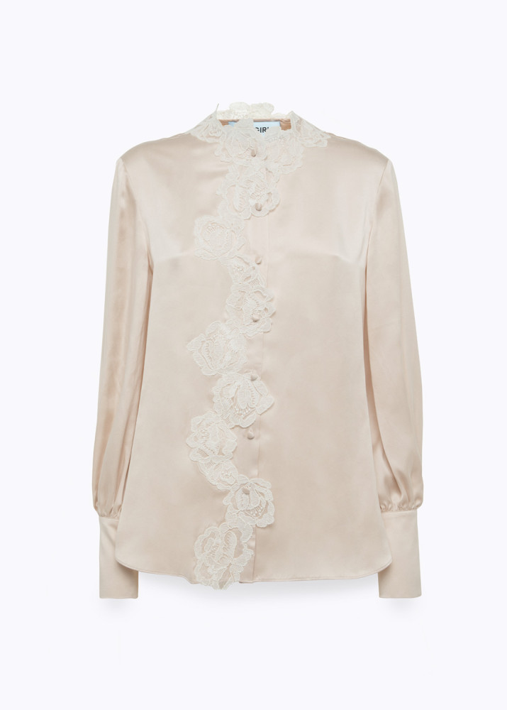 CAMICIA IN RASO DI SETA CON PIZZO