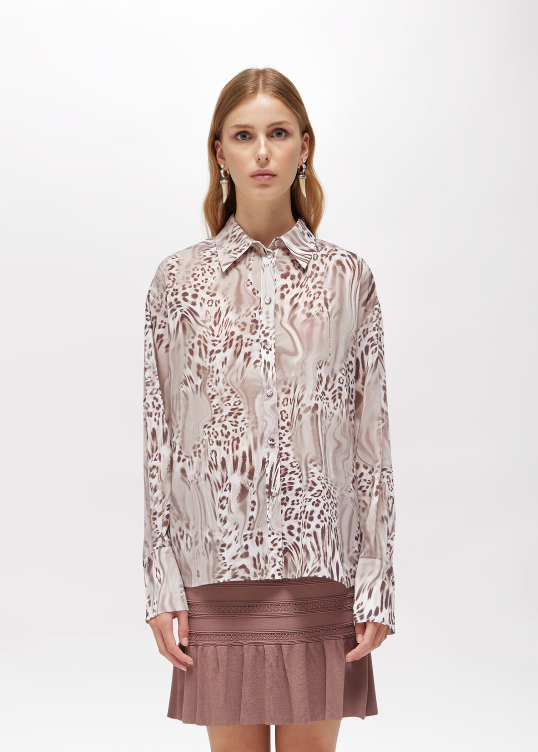BLUGIRL: CAMICIA IN SETA STRETCH ANIMALIER