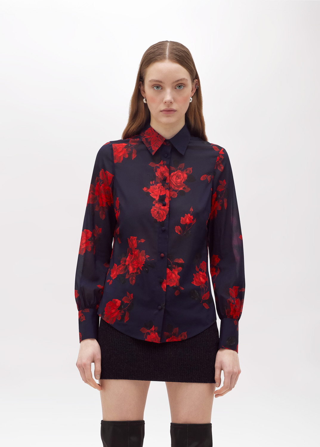 BLUGIRL: SILK VOILE FLOWER SHIRT