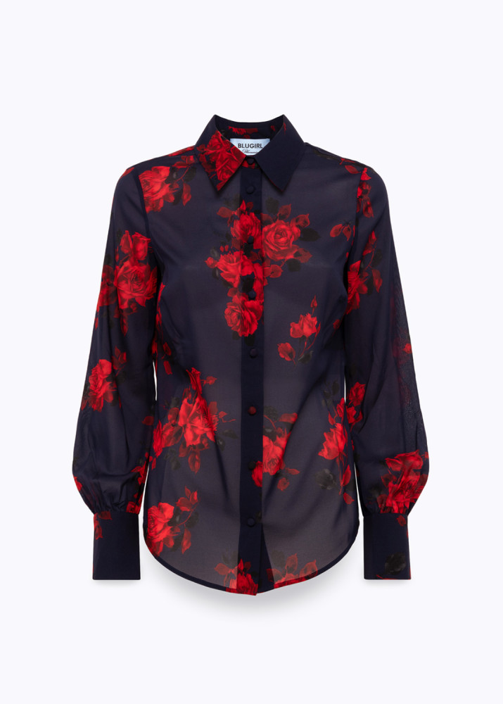 CAMICIA IN VOILE DI SETA A FIORI