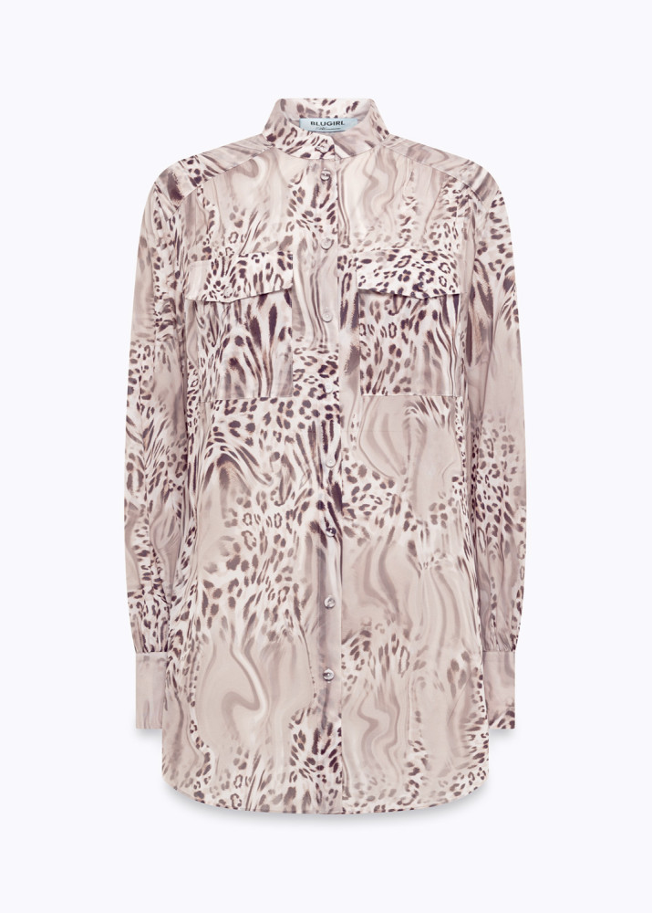 OVERSIZED ANIMAL-PRINT SILK SHIRT