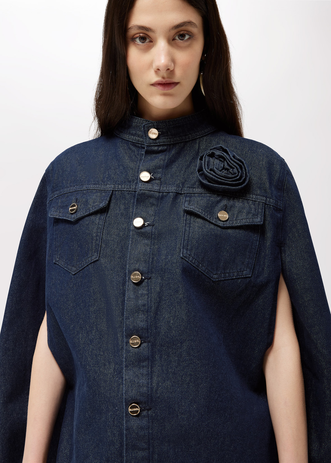 BLUGIRL: DENIM CAPE WITH ROSE