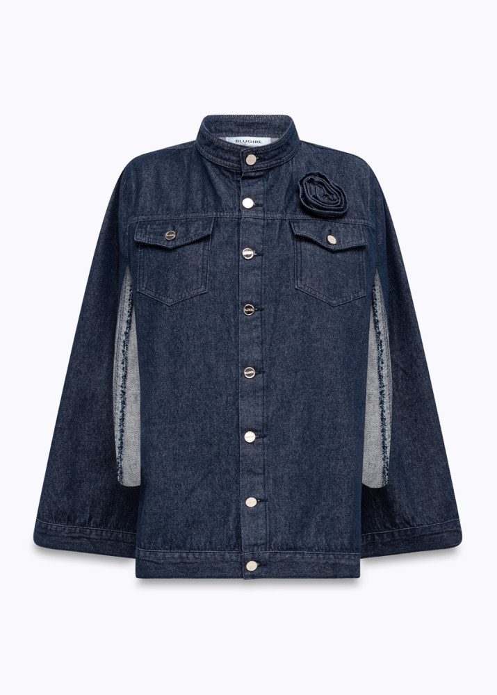 DENIM CAPE WITH ROSE