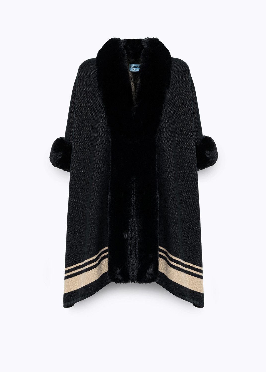 BLUGIRL: KNITTED HOODIE WITH FAUX FUR