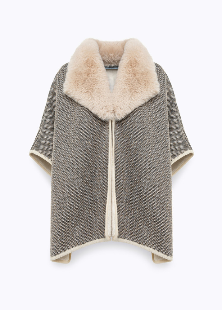 KNIT HOODIE AND FAUX FUR