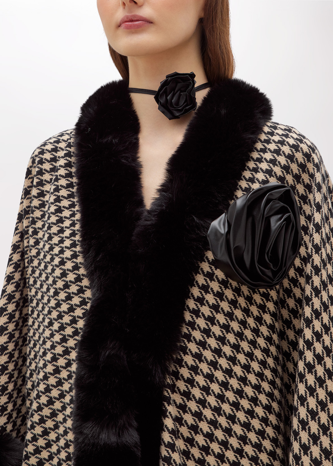 BLUGIRL: CAPPA IN PIED-DE-POULE E FAUX FUR