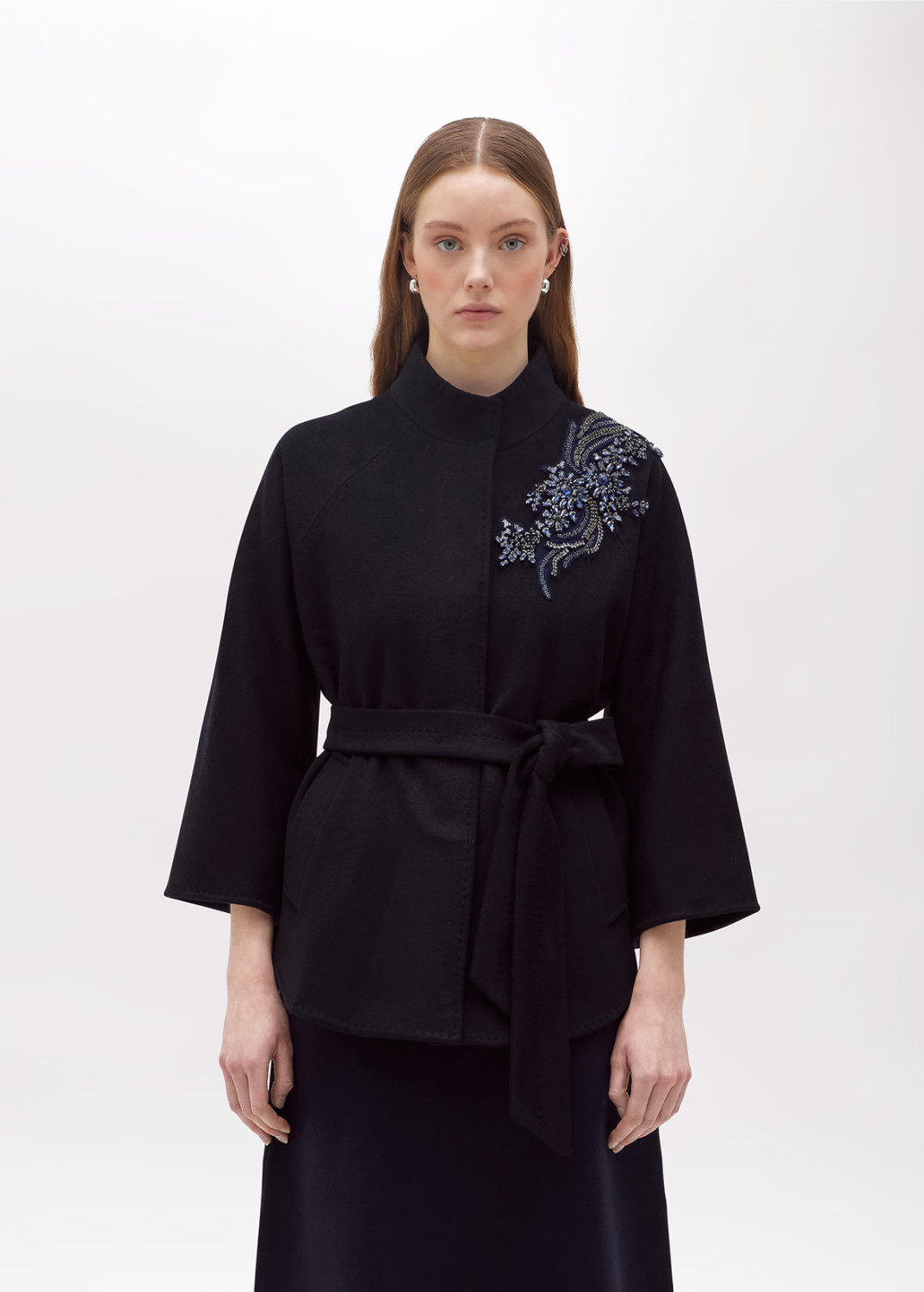 BLUGIRL: SHORT WOOL COAT WITH EMBROIDERY