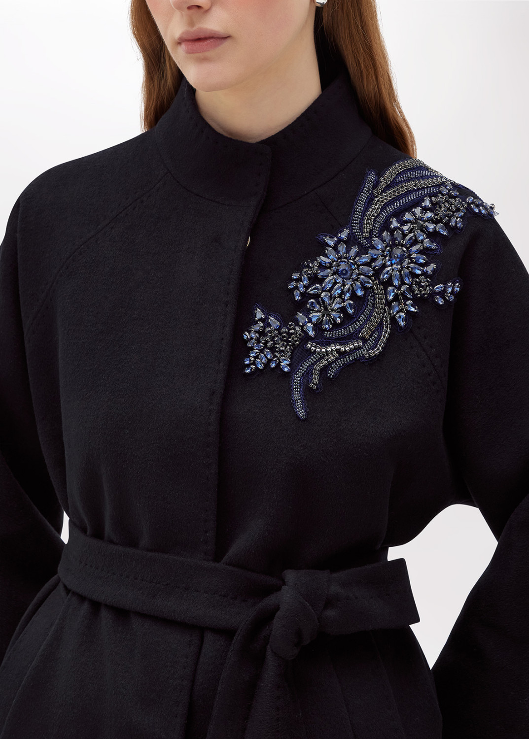BLUGIRL: SHORT WOOL COAT WITH EMBROIDERY