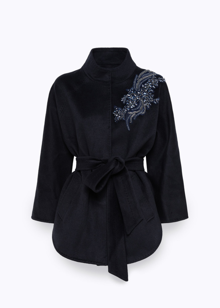 SHORT WOOL COAT WITH EMBROIDERY