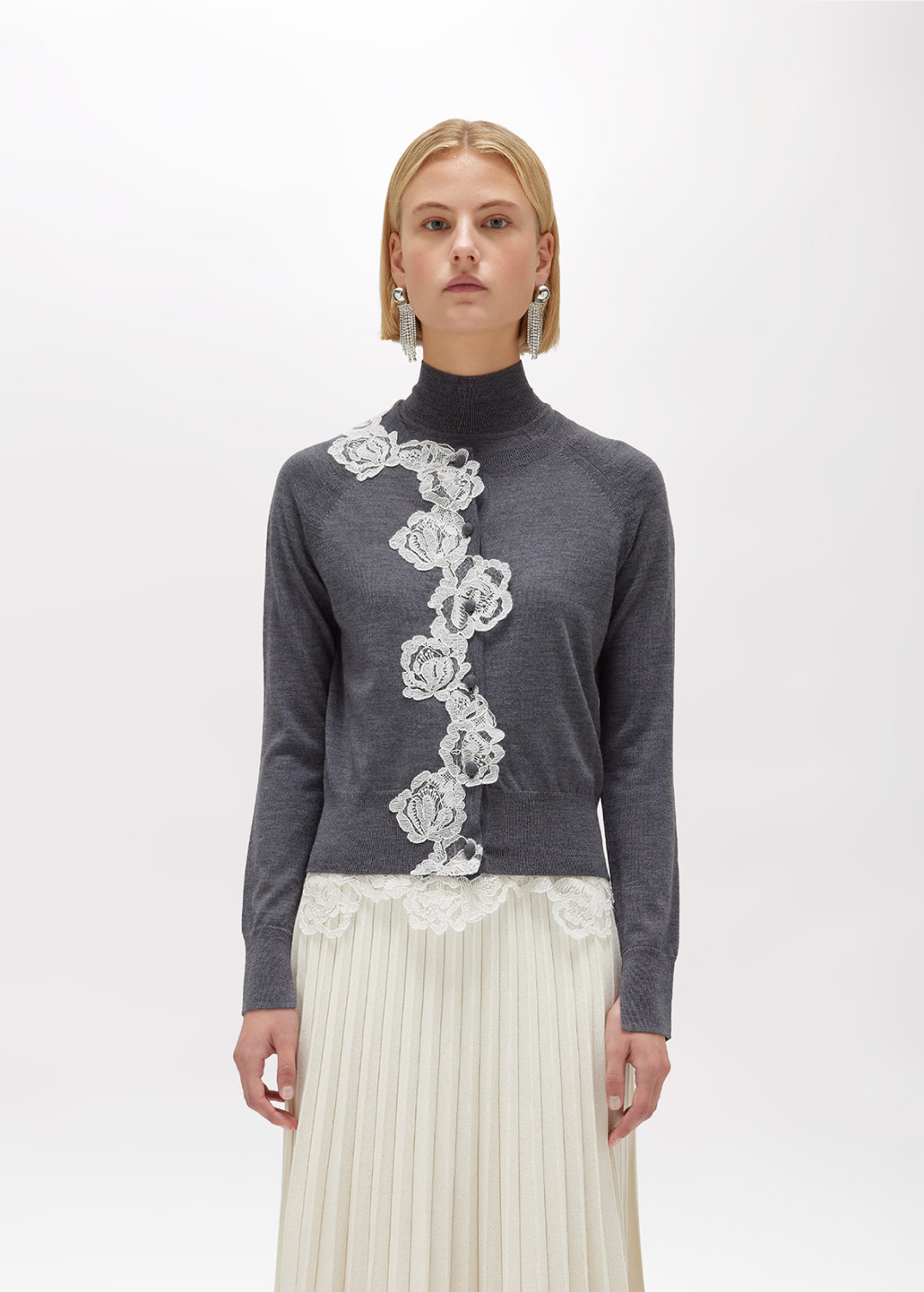 BLUGIRL: CARDIGAN E TOP LUPETTO IN LANA CON PIZZO