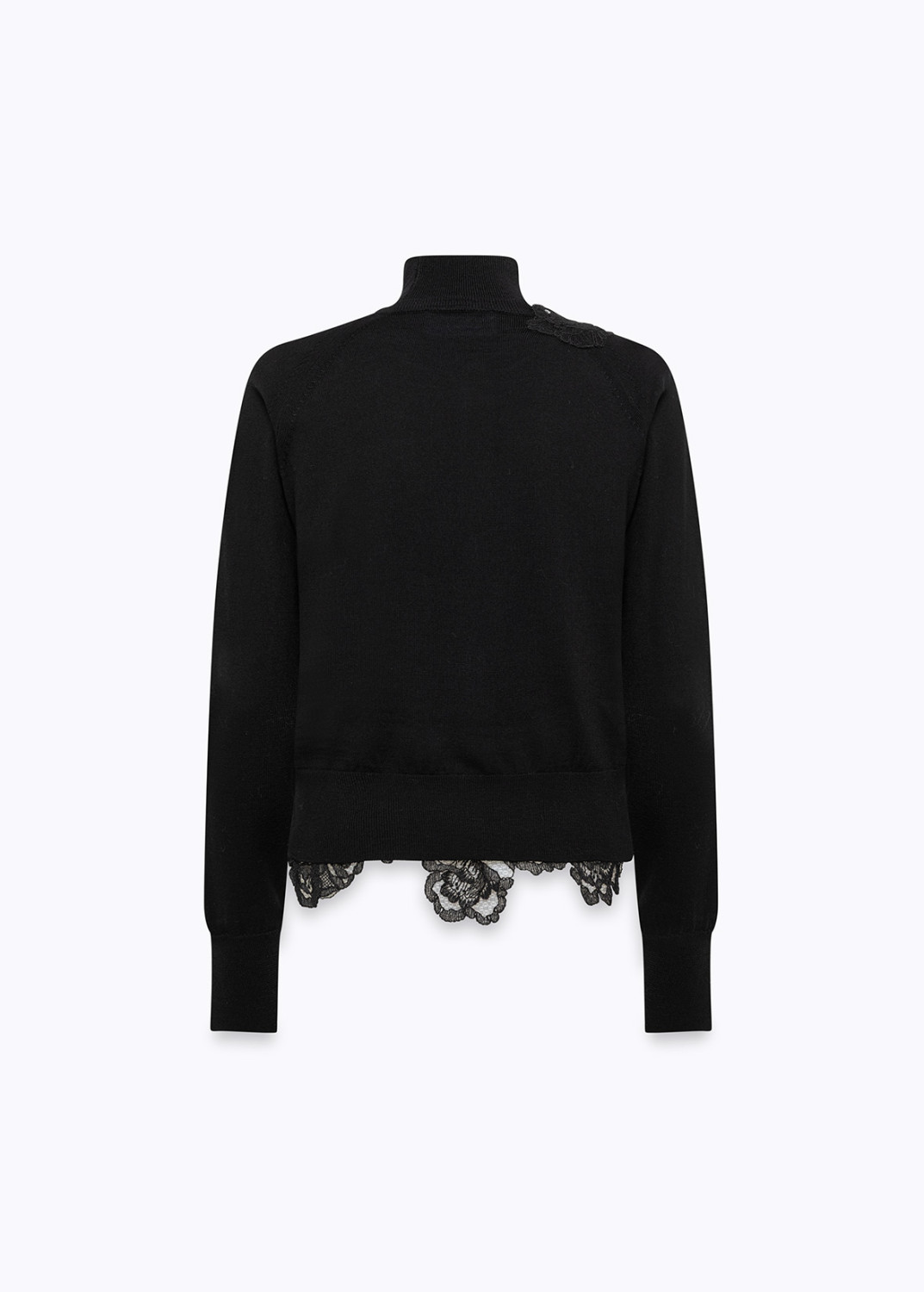 BLUGIRL: WOOL CARDIGAN AND LACE TURTLENECK TOP