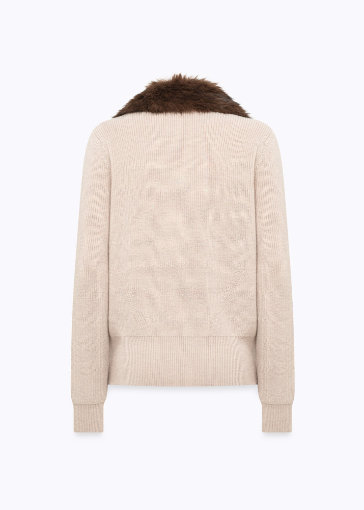 CARDIGAN IN LANA CON FAUX FUR
