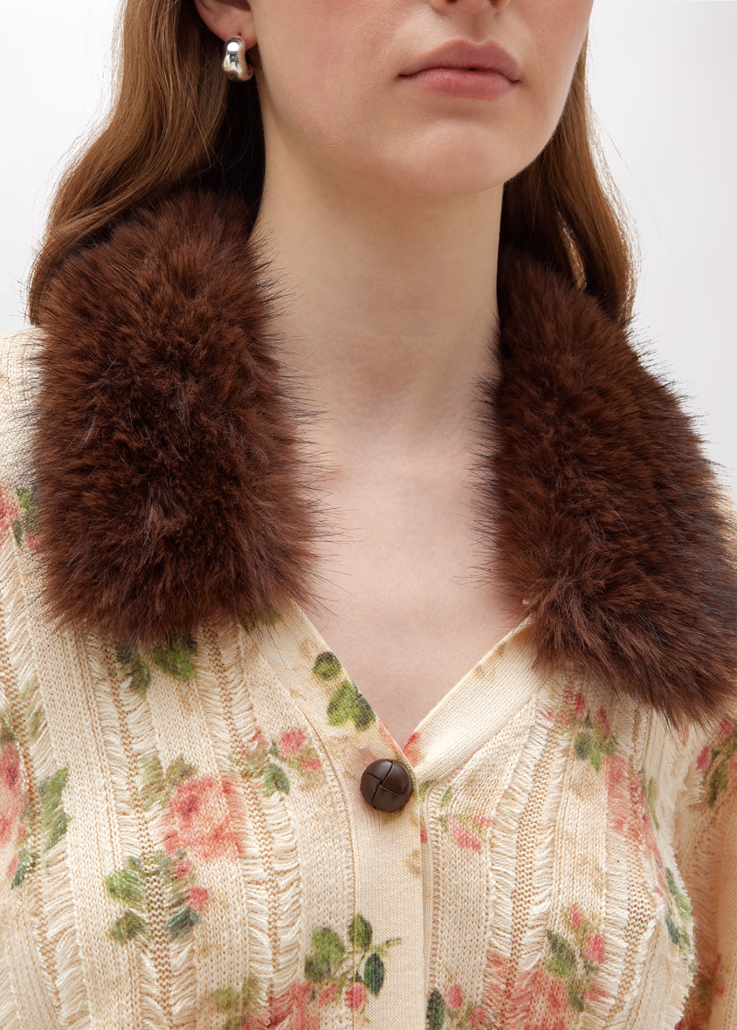 BLUGIRL: PRINTED CARDIGAN WITH FAUX FUR COLLAR