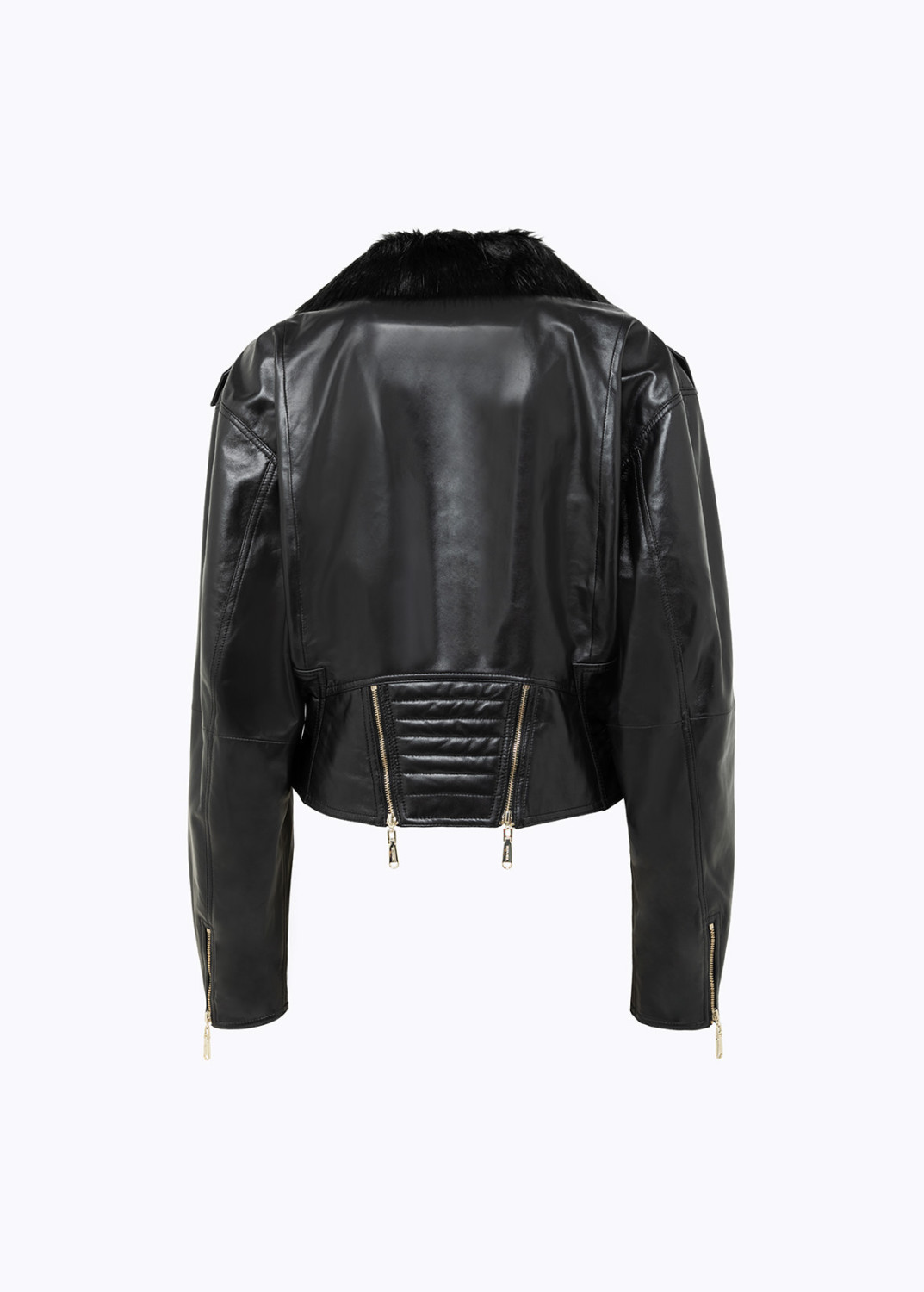 BLUGIRL: CHIODO IN PELLE CON COLLETTO IN FAUX FUR