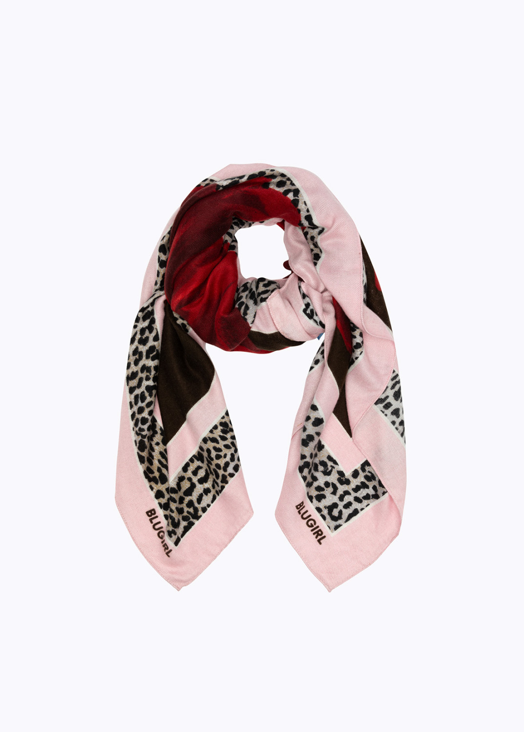 BLUGIRL: FOULARD CON MAXI ROSE E ANIMALIER