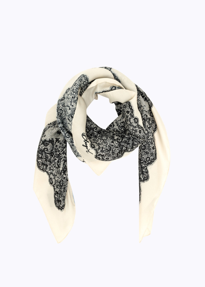 SCARF WITH LACE-EFFECT PRINT