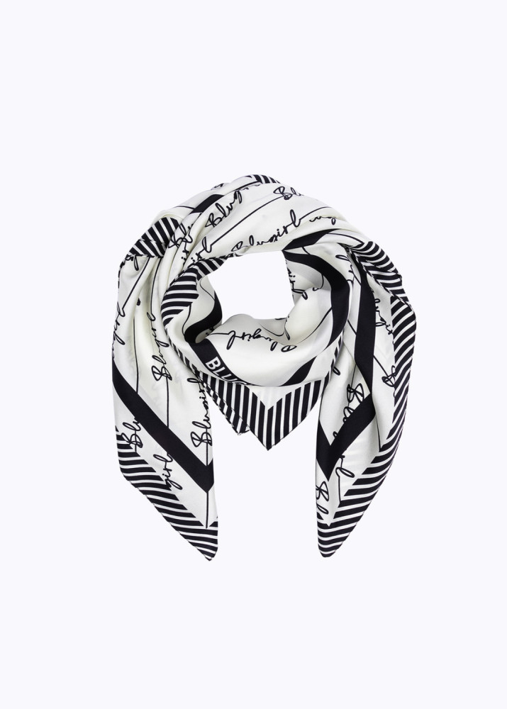 SILK FOULARD SCARF WITH LOGO PRINT