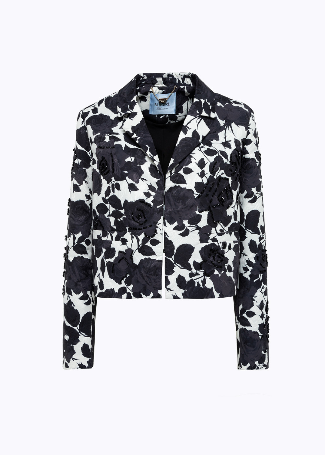 BLUGIRL: BOXI FIT JACKET WITH JACQUARD ROSES