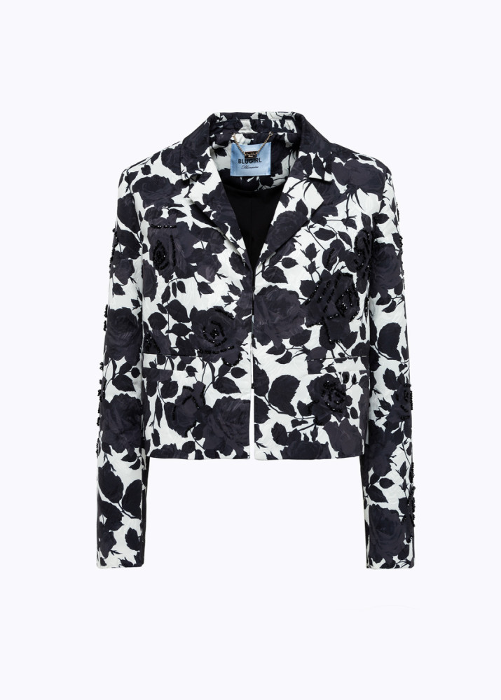 BOXI FIT JACKET WITH JACQUARD ROSES