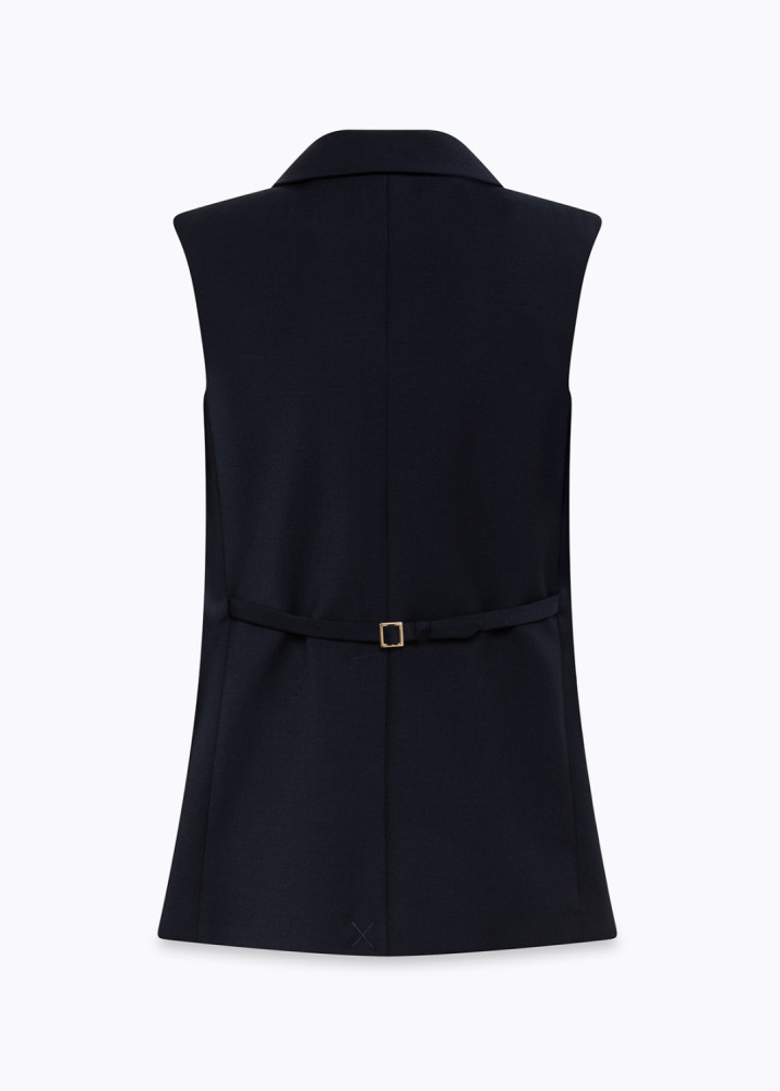 LIGHTWEIGHT WOOL WAISTCOAT WITH ROSE BROOCH