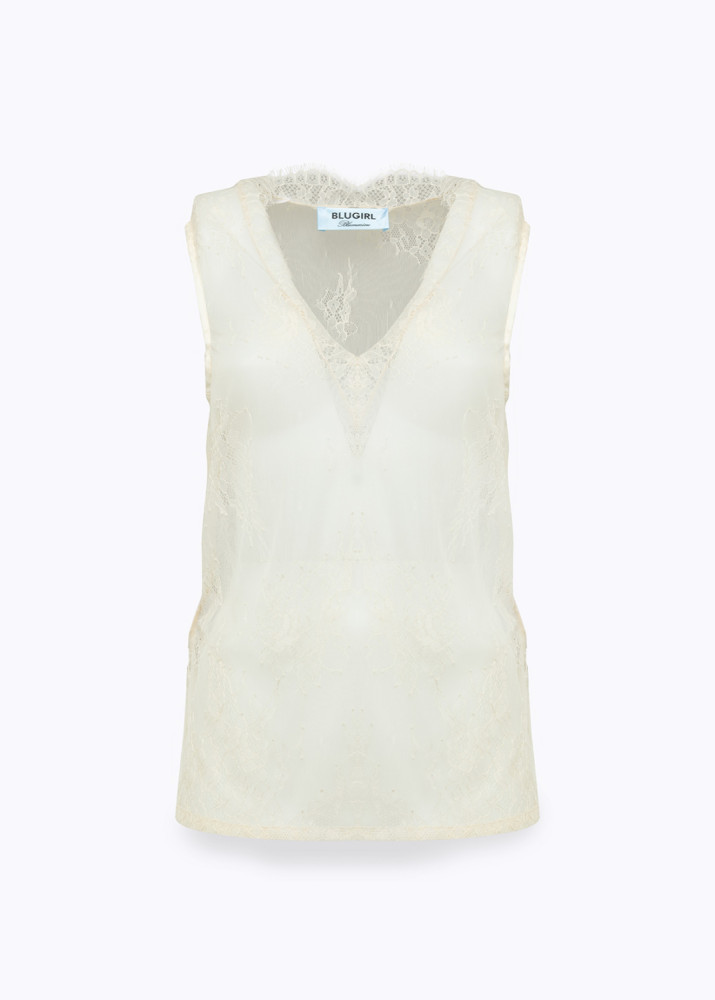 GIACCA IN FLANELLA E TOP IN PIZZO