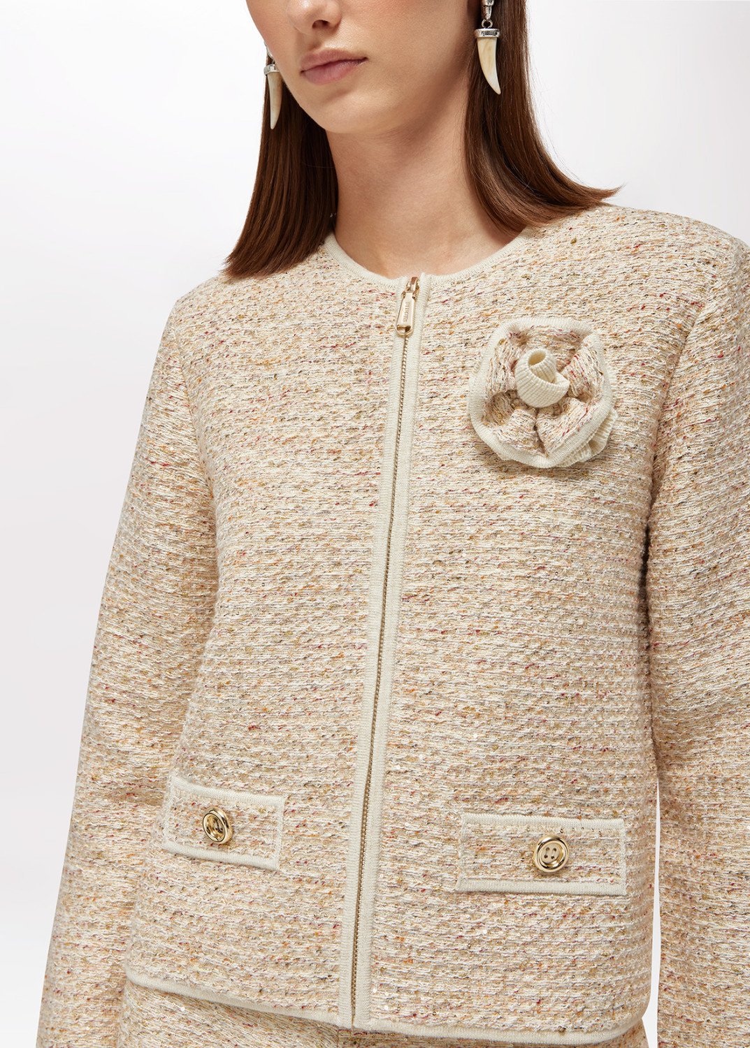 BLUGIRL: GIACCA IN MAGLIA EFFETTO STUOIA