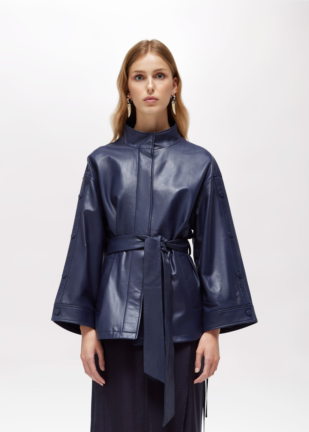 BLUGIRL: GIACCA IN PELLE CON CINTURA