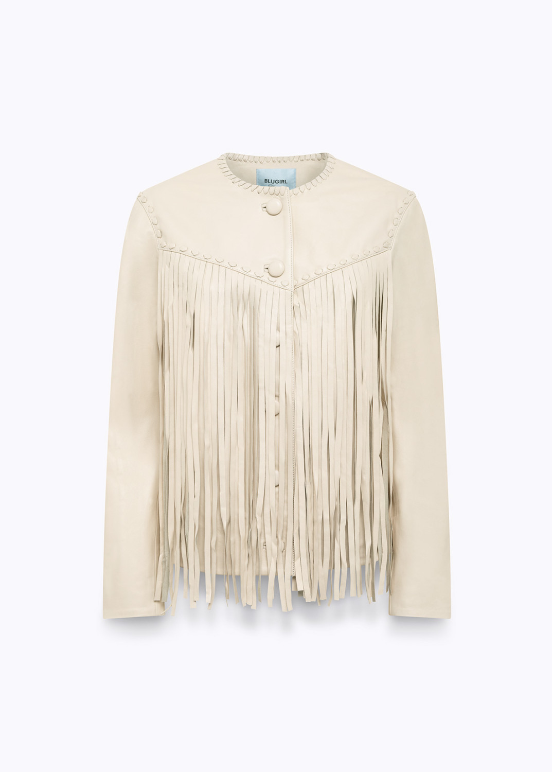 BLUGIRL: GIACCA IN PELLE CON FRANGE