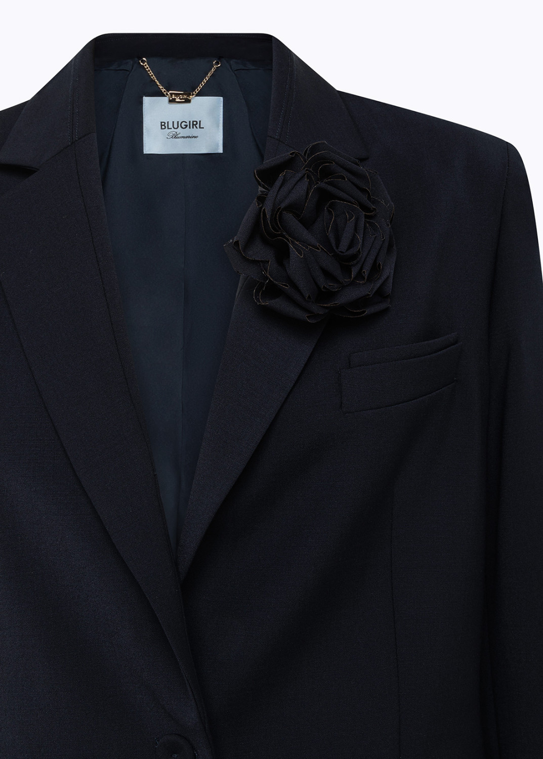 BLUGIRL: OVERSIZED WOOL BLAZER WITH ROSE BROOCH
