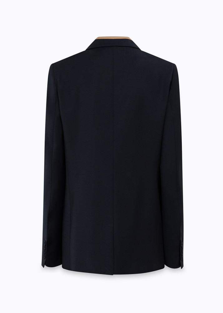 OVERSIZED WOOL BLAZER WITH ROSE BROOCH