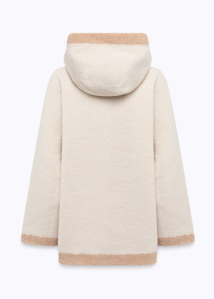 SHEARLING EFFECT COAT WITH LOGO